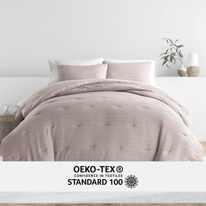 Waffle Textured Comforter Set Down-Alternative Ultra Soft Bedding