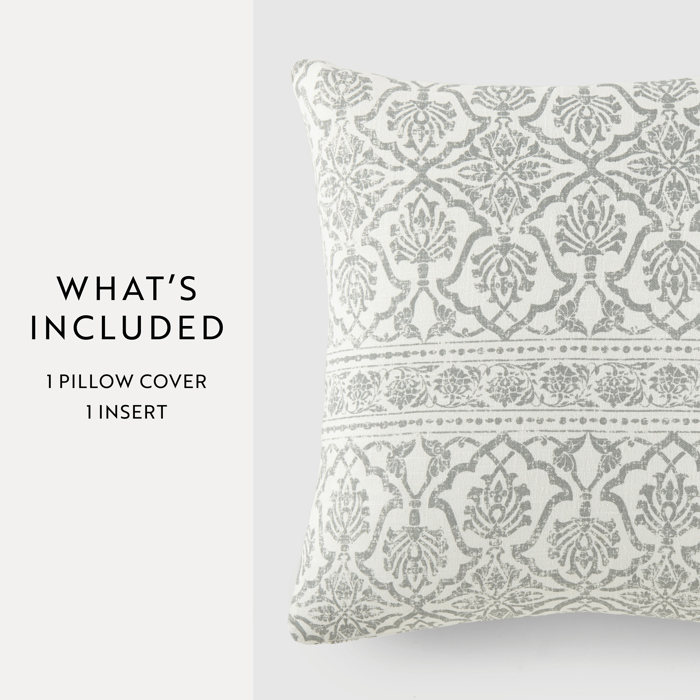 Elegant Cotton Decor Throw Pillow in Antique Floral Pattern