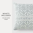 Antique Floral Light Blue Elegant Cotton Decor Throw Pillow in Antique Floral Pattern