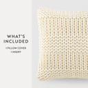 Ivory Decor Throw Pillow in Cozy Chunky Knit Fabric