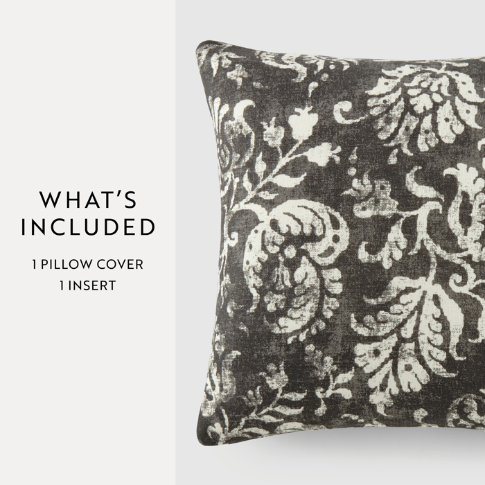 Elegant Cotton Decor Throw Pillow in Distressed Floral Pattern
