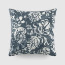Distressed Floral Navy Elegant Cotton Decor Throw Pillow in Distressed Floral Pattern