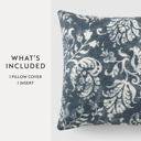 Distressed Floral Navy Elegant Cotton Decor Throw Pillow in Distressed Floral Pattern