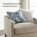 Distressed Floral Navy Elegant Cotton Decor Throw Pillow in Distressed Floral Pattern