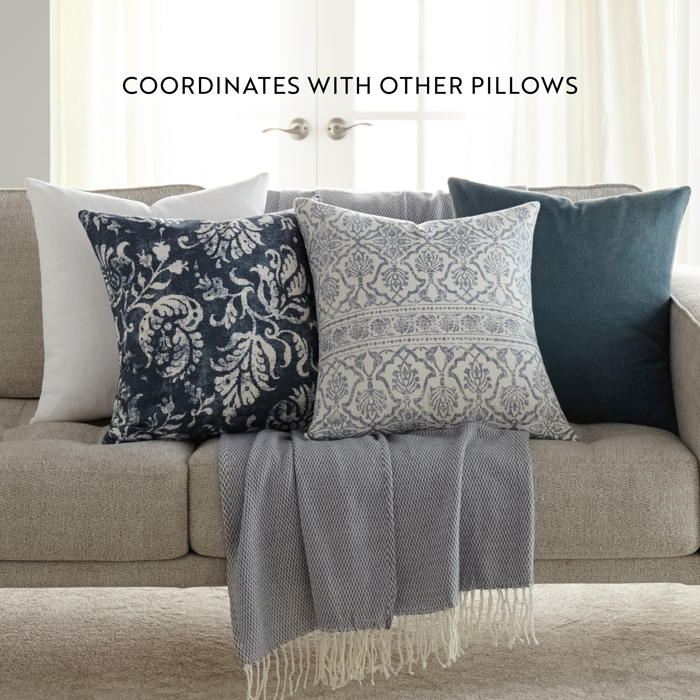 Elegant Cotton Decor Throw Pillow in Distressed Floral Pattern