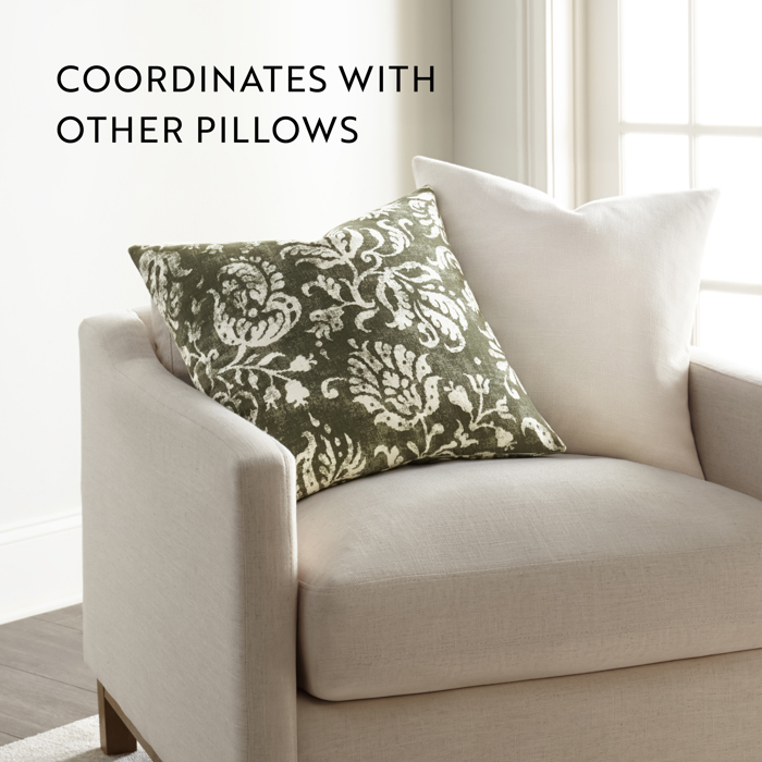 Elegant Cotton Decor Throw Pillow in Distressed Floral Pattern