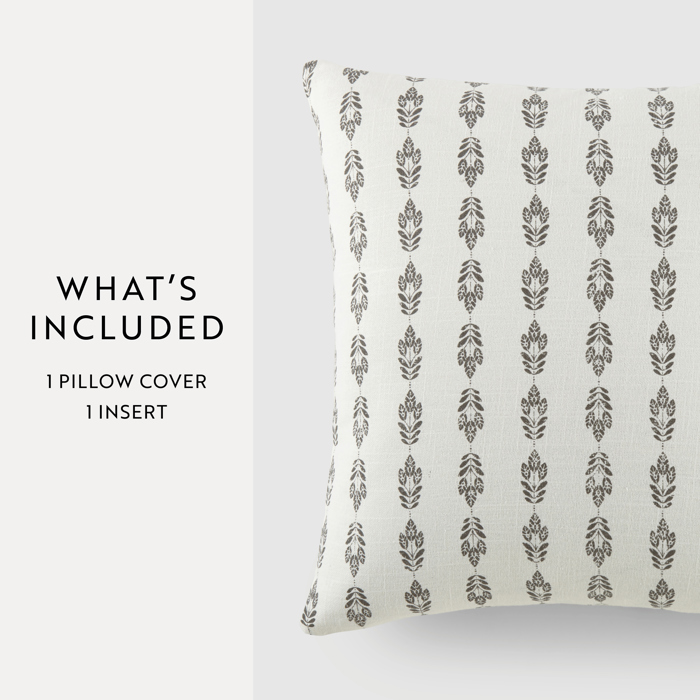 Elegant Cotton Decor Throw Pillow in Folk Leaves Pattern