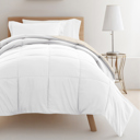 Twin XL White / Ivory Ultimate College Essentials Bedding Bundle, Reversible Comforter Set, Solid Sheet Set, Pillows and Laundry Bag