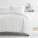 Queen Blossoms Light Blue Patterned Soft Duvet Cover Bed Set - Garden Farmhouse