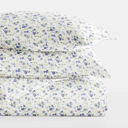 Queen Blossoms Light Blue Patterned Soft Duvet Cover Bed Set - Garden Farmhouse