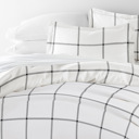King Grid Gray Striped Soft Duvet Cover Bedding Set - 18 Pattern Designs