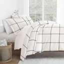 Queen Grid Gray Striped Soft Duvet Cover Bedding Set - 18 Pattern Designs