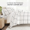 Twin XL Grid Gray Striped Soft Duvet Cover Bedding Set - 18 Pattern Designs