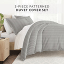 Queen Ribbon Gray Striped Soft Duvet Cover Bedding Set - 18 Pattern Designs