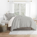 King Puffed Rugged Stripes Gray Striped Soft Duvet Cover Bedding Set - 18 Pattern Designs