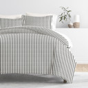 King Puffed Rugged Stripes Gray Striped Soft Duvet Cover Bedding Set - 18 Pattern Designs