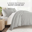 King Puffed Rugged Stripes Gray Striped Soft Duvet Cover Bedding Set - 18 Pattern Designs