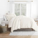 King Puffed Rugged Stripes Ivory Striped Soft Duvet Cover Bedding Set - 18 Pattern Designs