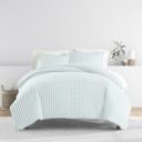 King Puffed Rugged Stripes Light Blue Striped Soft Duvet Cover Bedding Set - 18 Pattern Designs