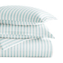 King Puffed Rugged Stripes Light Blue Striped Soft Duvet Cover Bedding Set - 18 Pattern Designs