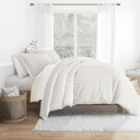 King Puffed Rugged Stripes Light Gray Striped Soft Duvet Cover Bedding Set - 18 Pattern Designs