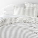 King Puffed Rugged Stripes Light Gray Striped Soft Duvet Cover Bedding Set - 18 Pattern Designs