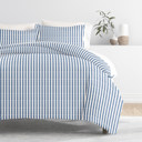 King Puffed Rugged Stripes Navy Striped Soft Duvet Cover Bedding Set - 18 Pattern Designs