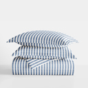 King Puffed Rugged Stripes Navy Striped Soft Duvet Cover Bedding Set - 18 Pattern Designs