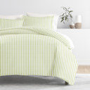King Puffed Rugged Stripes Sage Striped Soft Duvet Cover Bedding Set - 18 Pattern Designs
