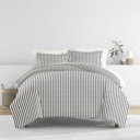 Queen Puffed Rugged Stripes Gray Striped Soft Duvet Cover Bedding Set - 18 Pattern Designs