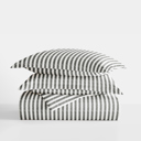 Queen Puffed Rugged Stripes Gray Striped Soft Duvet Cover Bedding Set - 18 Pattern Designs