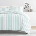 Queen Puffed Rugged Stripes Light Blue Striped Soft Duvet Cover Bedding Set - 18 Pattern Designs