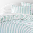 Queen Puffed Rugged Stripes Light Blue Striped Soft Duvet Cover Bedding Set - 18 Pattern Designs