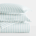 Queen Puffed Rugged Stripes Light Blue Striped Soft Duvet Cover Bedding Set - 18 Pattern Designs