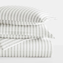 Queen Puffed Rugged Stripes Light Gray Striped Soft Duvet Cover Bedding Set - 18 Pattern Designs