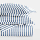 Queen Puffed Rugged Stripes Navy Striped Soft Duvet Cover Bedding Set - 18 Pattern Designs