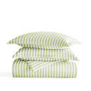 Queen Puffed Rugged Stripes Sage Striped Soft Duvet Cover Bedding Set - 18 Pattern Designs
