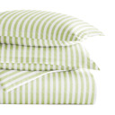 Queen Puffed Rugged Stripes Sage Striped Soft Duvet Cover Bedding Set - 18 Pattern Designs