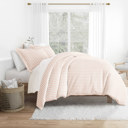 Twin XL Puffed Rugged Stripes Blush Striped Soft Duvet Cover Bedding Set - 18 Pattern Designs