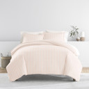 Twin XL Puffed Rugged Stripes Blush Striped Soft Duvet Cover Bedding Set - 18 Pattern Designs