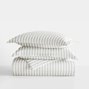 Twin XL Puffed Rugged Stripes Light Gray Striped Soft Duvet Cover Bedding Set - 18 Pattern Designs