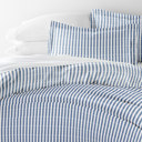 Twin XL Puffed Rugged Stripes Navy Striped Soft Duvet Cover Bedding Set - 18 Pattern Designs