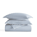 Twin XL Puffed Rugged Stripes Navy Striped Soft Duvet Cover Bedding Set - 18 Pattern Designs