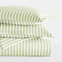 Twin XL Puffed Rugged Stripes Sage Striped Soft Duvet Cover Bedding Set - 18 Pattern Designs