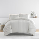 King Vertical Dreams Gray Striped Soft Duvet Cover Bedding Set - 18 Pattern Designs