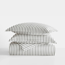 King Vertical Dreams Gray Striped Soft Duvet Cover Bedding Set - 18 Pattern Designs