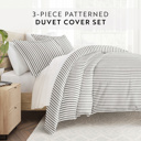 Twin XL Vertical Dreams Gray Striped Soft Duvet Cover Bedding Set - 18 Pattern Designs