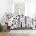 King Vintage Stripes Light Gray Striped Soft Duvet Cover Bedding Set - 18 Pattern Designs