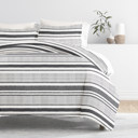 King Vintage Stripes Light Gray Striped Soft Duvet Cover Bedding Set - 18 Pattern Designs