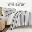 King Vintage Stripes Light Gray Striped Soft Duvet Cover Bedding Set - 18 Pattern Designs